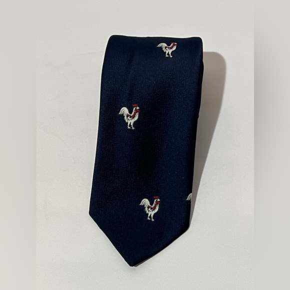 Vintage Blue Necktie By Damon Rooster 100% Imported Textured Polyester 55” - Picture 1 of 10